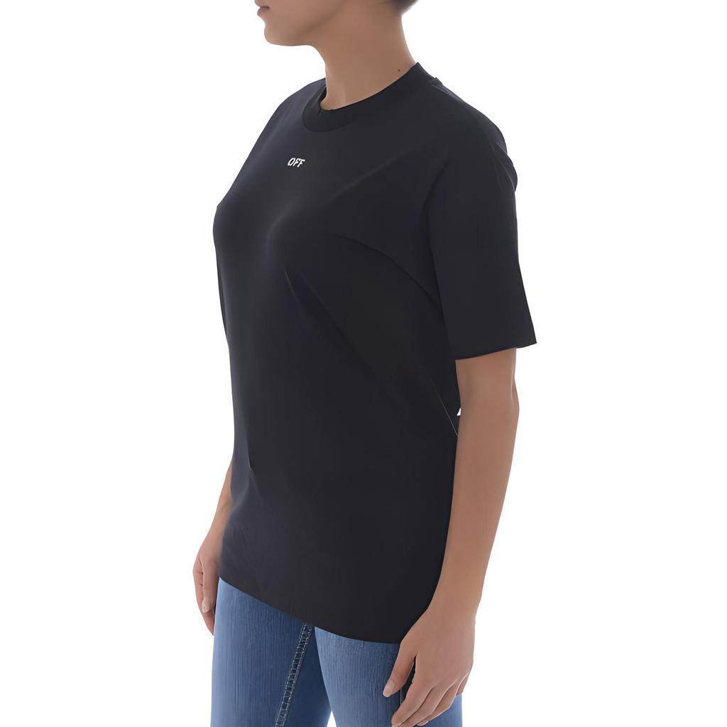 OFF WHITE SS19 Drop Shoulder Ärmel T-Shirt Damen Schwarz OWAA029R187700091088