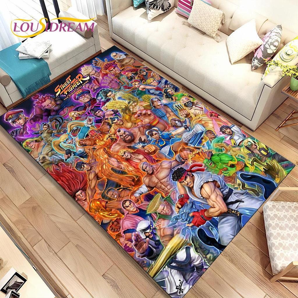 Street Fighter Retro-Game-Gamer-Bereichsteppich, Teppich für Wohnzimmer, Schlafzimmer, Sofa, Fußmatte, Dekoration, rutschfeste Bodenmatte für Kinderspiele