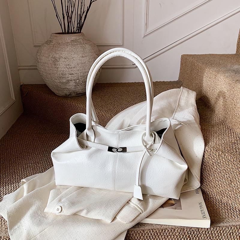 PU Tote Bag for Women with Cracked Texture Design and Metal Clasp Closure Ideal for Daily Use Work and Casual Outings
