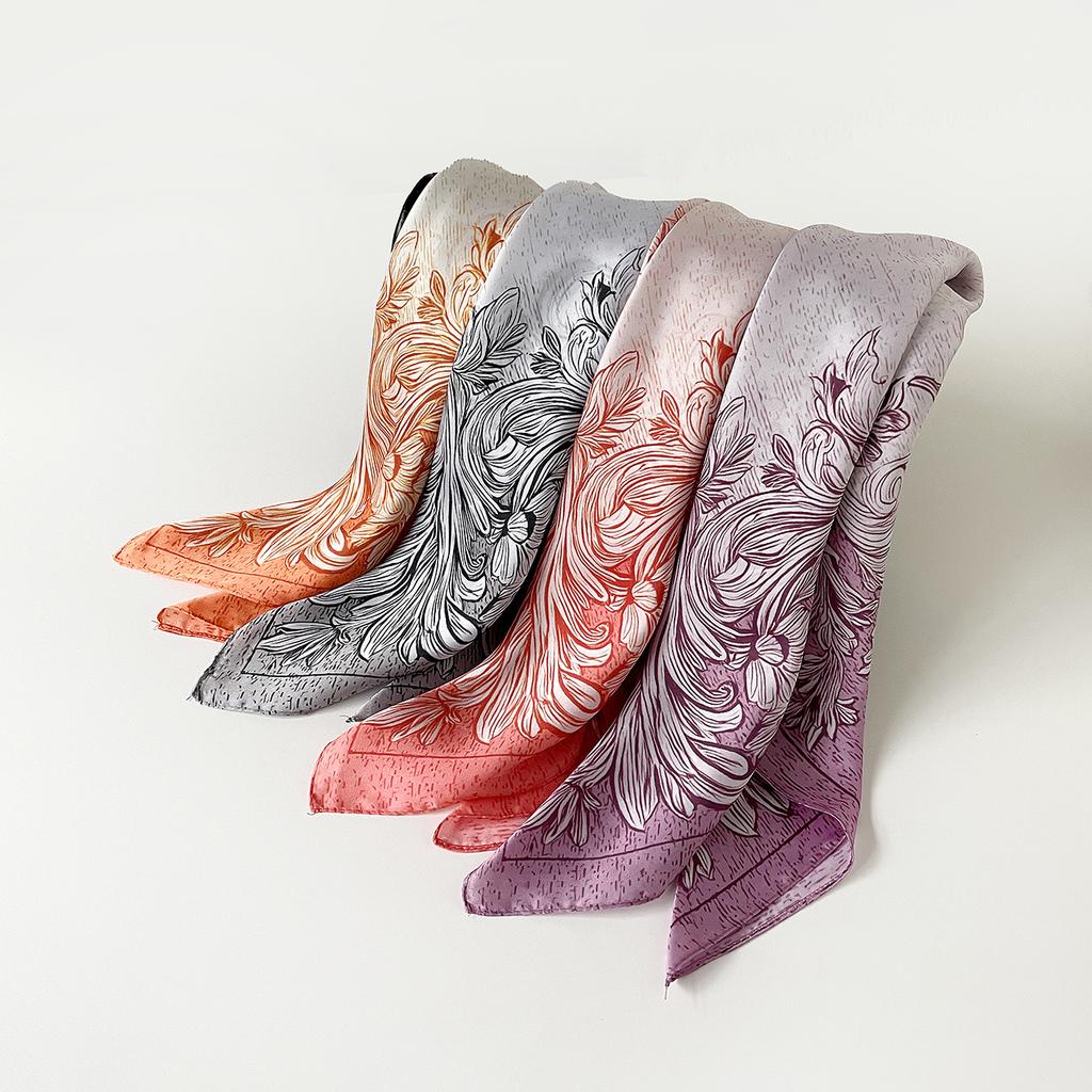 Retro Light Luxury High-end Scarf Satin Light Luxury Silk Scarf Women's Square Scarf Wholesale Spring and Summer Thin 71cm Imitation Silk