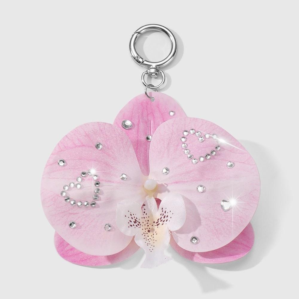Simulation Butterfly Orchid Orchid Lily Keychain Rhinestone Pearl Flower Bag Pendant Simulation Flower Keychain