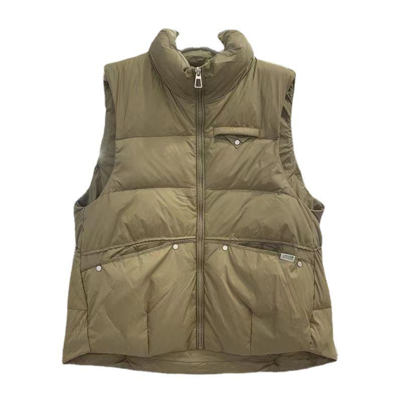 Women's Trendy Loose Fit Stand Collar Down Vest - Sleeveless White Duck Down Jacket for Spring/Autumn 2026.