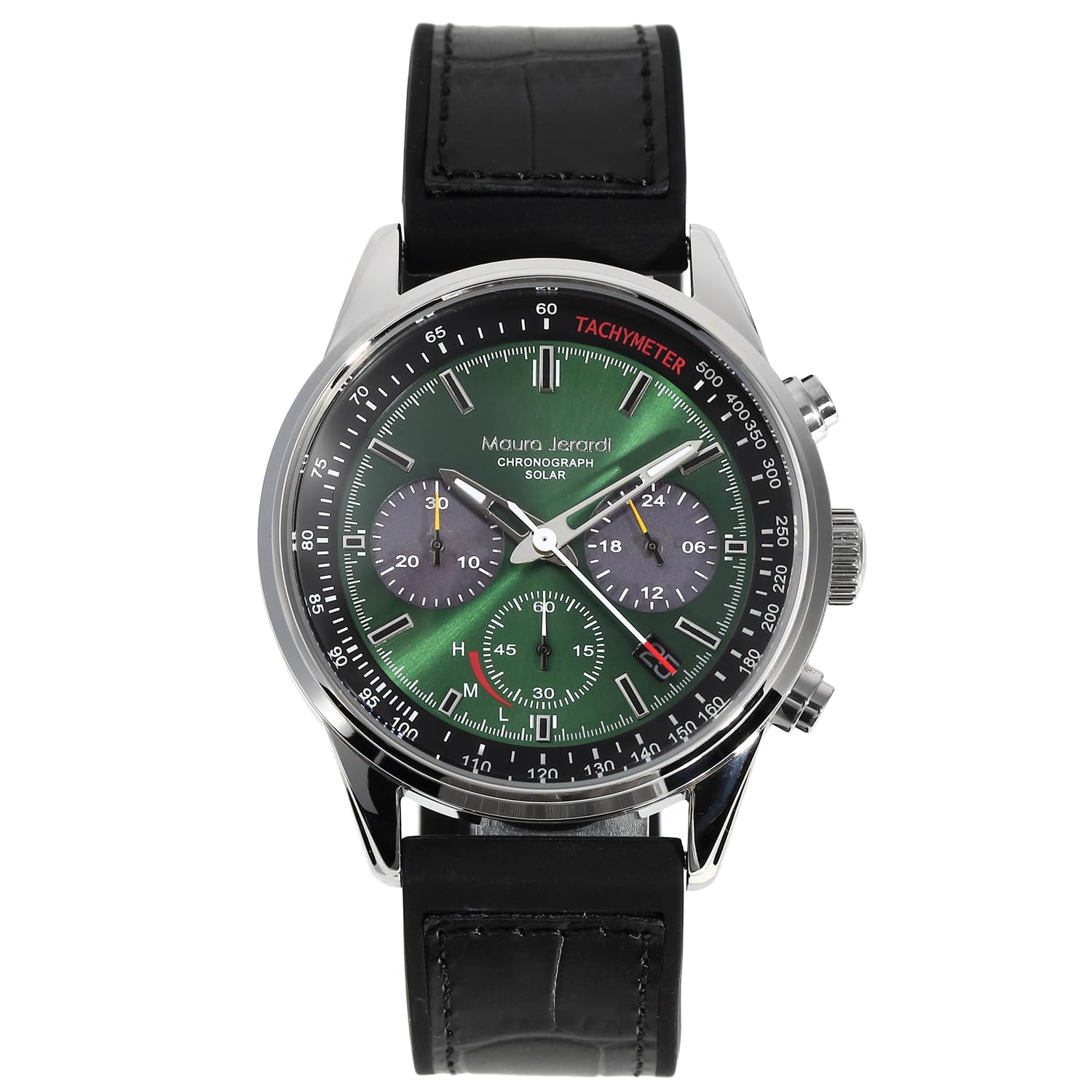 

Watch Solar Chronograph 10 ATM Water Resistant Silicone Cowhide Black Strap [Mauro Geraldi] MJ063-4 Men s &