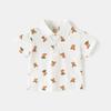 Boys Short Sleeve Polo Shirt with Bear Print Summer New 2026 Toddler Kids Casual Tops Button Down Collar