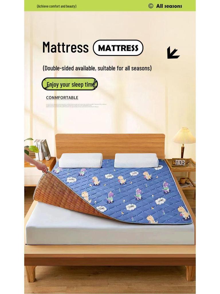 Dual-Sided Foldable Rattan Mattress Pad for All Seasons
