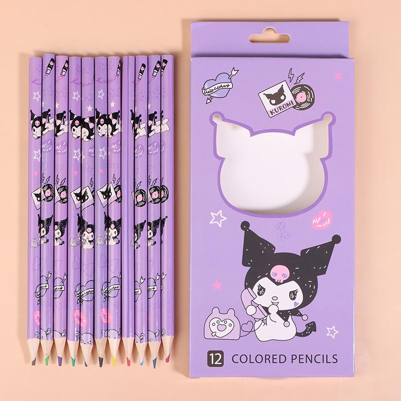 

12 Pack Kawaii Sanrio Hello Kitty Colored Pencil Cinnamoroll Kuromi My Melody Doodle Pen Children S Draw Toy Stationery Supplies фиолетовый