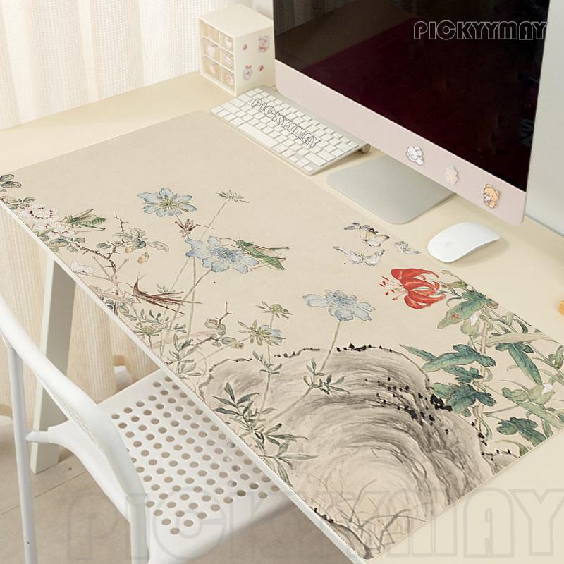 Chinese Retro Art Desk Mat Gamer Mousepads Mouse Pad Office Desk Pads Xmm Large Mousepad Flowers Mouse Mats For Computer