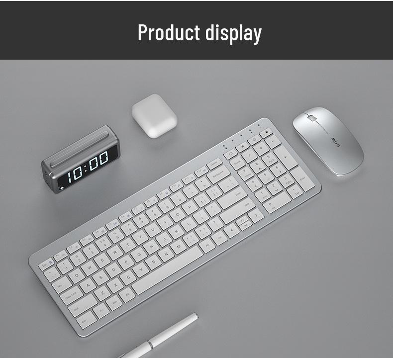 Evrensel Masaüstü/Dizüstü Bilgisayar Kullanımı İçin Hangshi Ultra İnce Sessiz Kablosuz Klavye ve Fare Seti