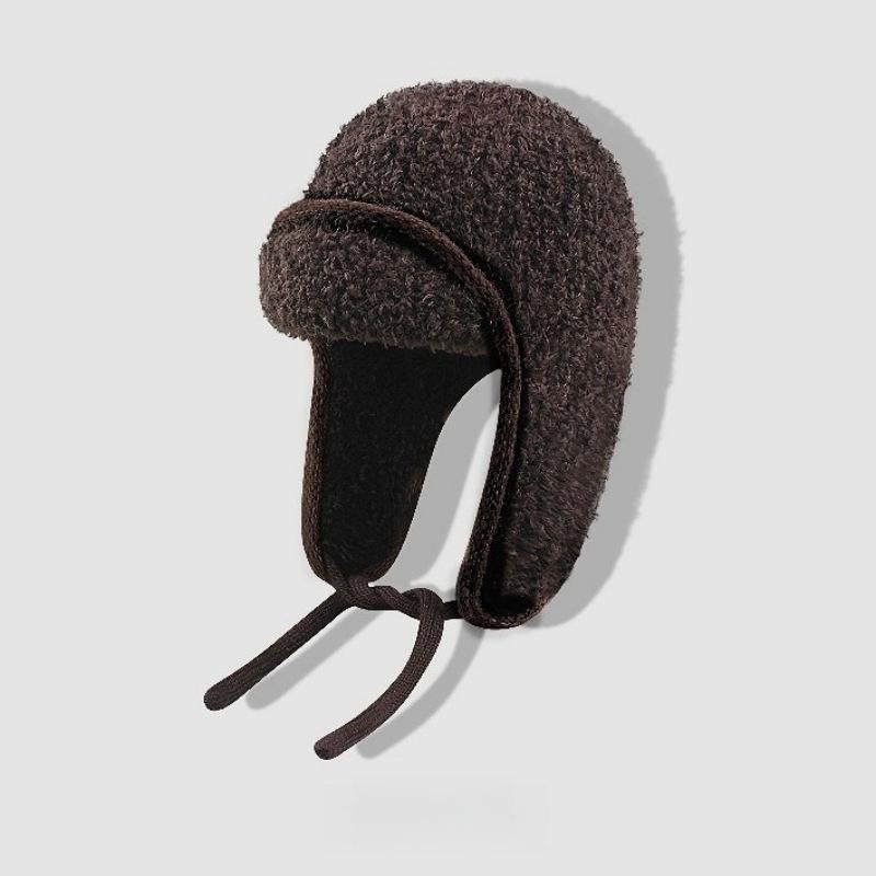 Big head circumference plush flying hat winter windproof ear protection Lei Feng hat red warm and cold knitted wool hat children
