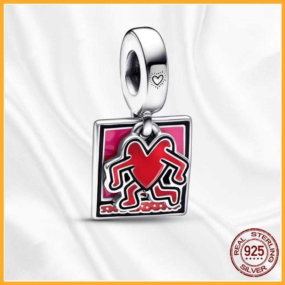 Authentic Copper Heart Art Charm Fit Original Bracelets Necklaces Beads Diy Jewelry Gifts Women