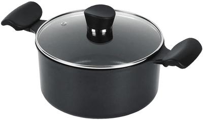 Pearl Metal Pot with Glass Lid 20cm Diamond Coat IH Compatible Castier Two-handed HB-5999
