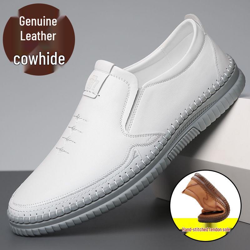 Lässige Slipper aus Leder für Herren: Atmungsaktive, rutschfeste, weiche Sohle für breite Füße – ideal für Frühling und Sommer