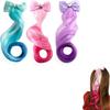 LUYING Colorful Wig, Gradient Wig Extensions, Bow Tie, Heat Resistant, Easy To Apply, Perfect for Children's Doll's Festival, Recitals, Parties, and