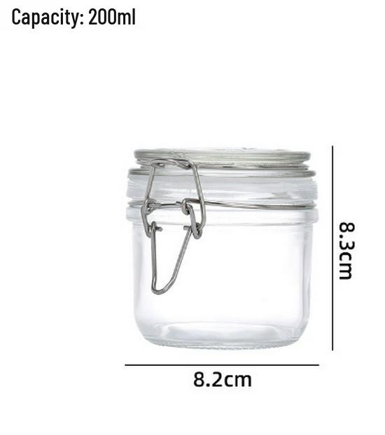 In Stock Transparent Graduated Glass Storage Jar with Sealed Buckle for Moistureproof Tea or Mason Jar Storage