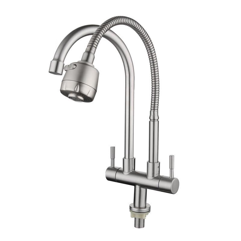 VEMUSE 304 Stainless Steel Single Cold Dual Outlet Rotating Sink Faucet