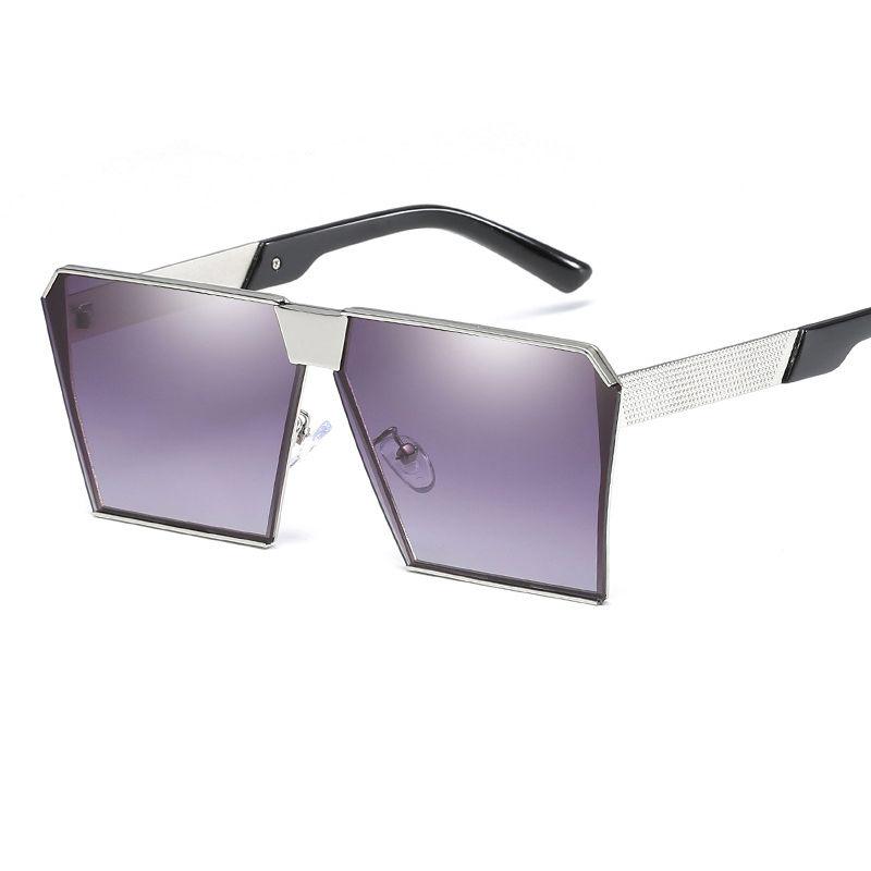 Top Oversized Flat Lens Square Sunglasses Men Women Fashion Metal Large Glasses