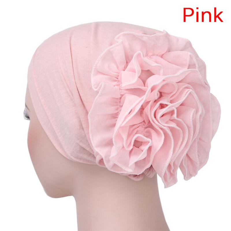 Women Flower Stretchy Turban Head Wrap Band Chemo Bandana Hijab Pleated Indian