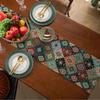 Imanqi Yun Retro Colorful Jacquard Diamond Geometric Tassel Table Runner