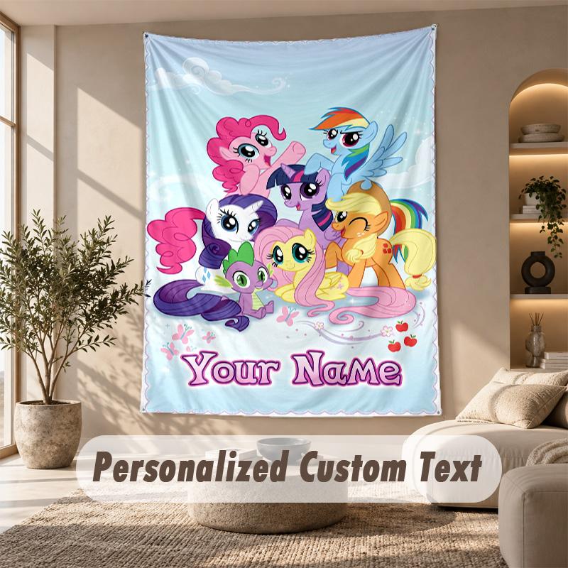 My Little Pony Tapestry, Personalized Custom Text, Wall Hanging Tapestry For Living Room Home Wall Decor