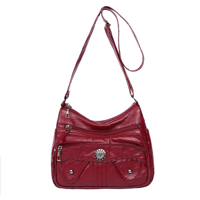 Weiche Leder Mehrfachfach Mehrfach-Taschen Schultertasche Damen Umhängetasche Muttertasche