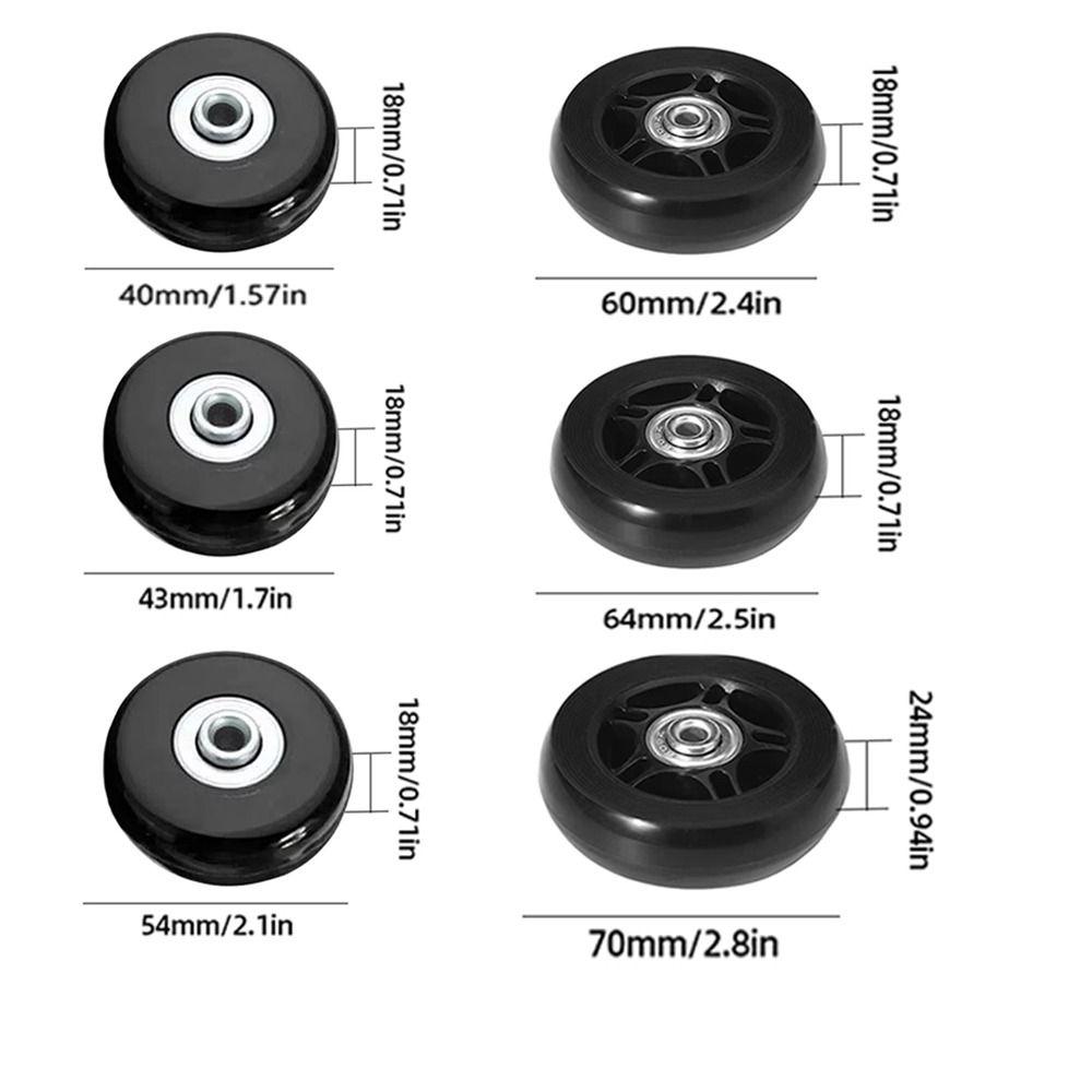 Flexible Rubber Luggage Wheels 40-70mm Wheel Replacement Set Durable Suitcase Repair Kit  Trolley