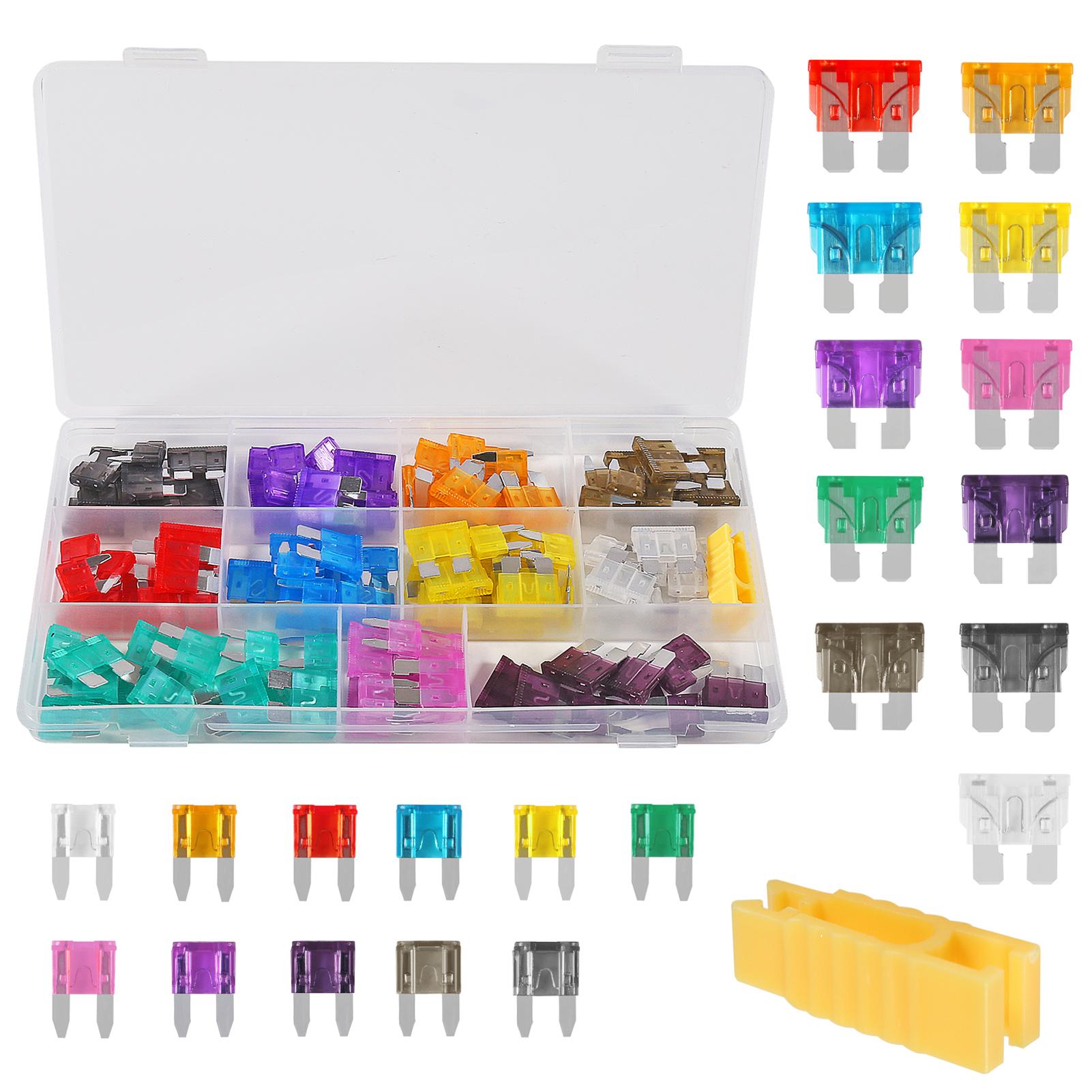 

120pcs Car Fuses Assortment Kit, Blade-Type Automotive Fuses Standard & Mini Size Replacement Fuses for Car/RV/Truck/Motorcycle