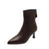 Fashion Winter Fashion Pointed Toe Ankle Boots Women Zippers Thick Heels Shoes Street Style Banquet Party Short Botas Mujer