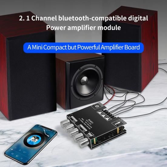 ZK-MT21 Digital Amplifier Board HiFi DIY Mini Bluetooth-compatible5.0 2.1 Channel Subwoofer Amplifier Board Module for TV Set