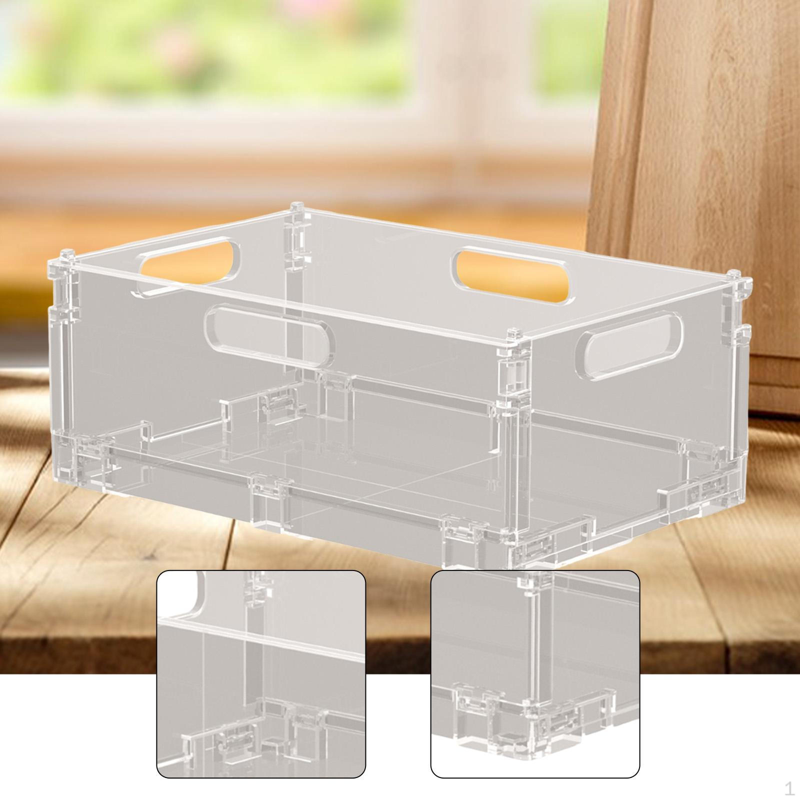 

Прозрачный бокс Настольный органайзер Контейнер Для организации Универсальная складная корзина для хранения Штабелируемый L