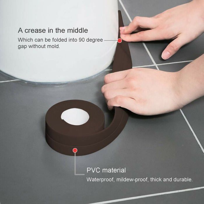 2 Rouleaux Bande Etancheite Autocollante Imperméable,PVC Ruban Adhesif de Scellage Mural,Douche,Toilette,Cuisine,Salle de Bains (Ma