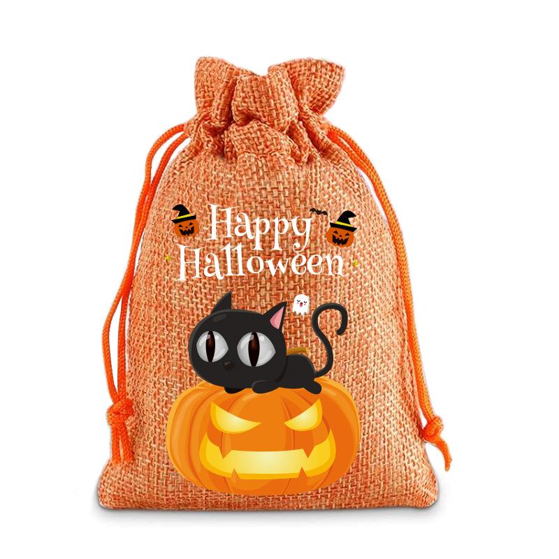 Halloween Kinder Zuckertüte Kürbis Geist Leinen Bündel Mundbeutel Geschenktüte Kordelzug Süßigkeitentasche Lager
