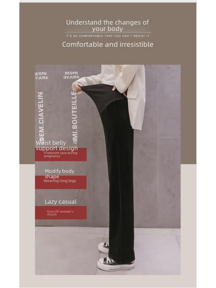 Spring-Fall Maternity Wide-Leg Pants: Lightweight, Loose-Fit, Large-Size Casual Trousers