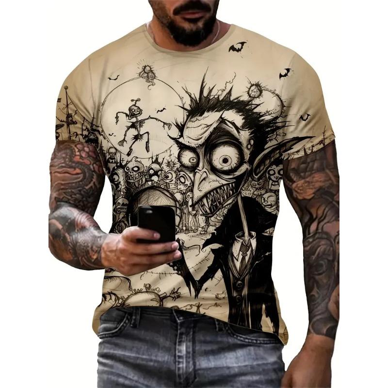 Summer Round Neck 3D Funny Animal Pattern Print Top Fashionable Casual Short Sleeved Men's T-shirts