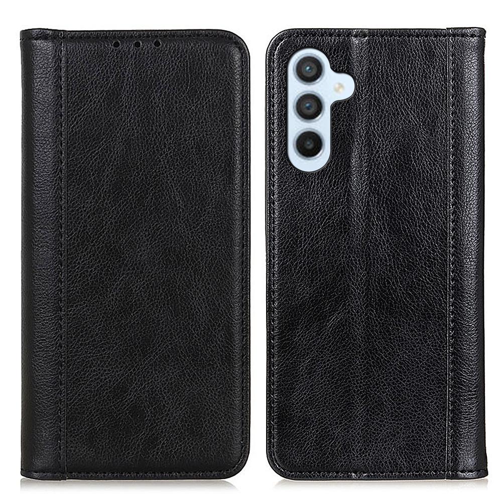 

For Samsung Galaxy S23 FE Split Leather Phone Case Wallet Stand Litchi Texture Phone Cover Black
