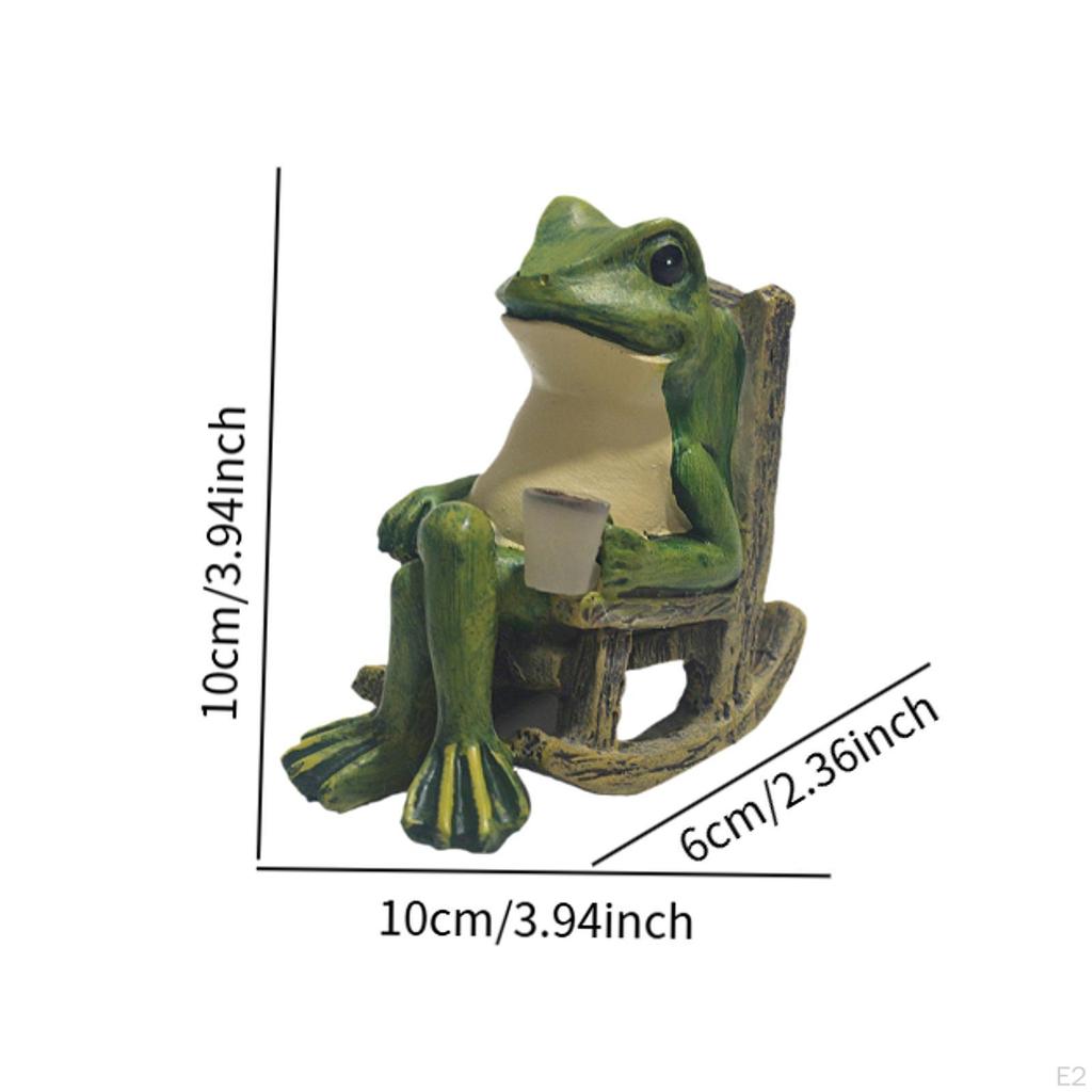 Solar Frog Statue Sculpture Gardening Gift Decoration Walkway Pond Yard Waterproof Patio
