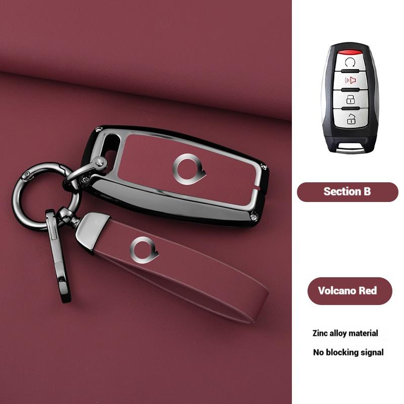 Zinc Alloy Genuine Leather Auto Key Fob Cover Case Fit For Great Wall Ower GWM P Series Pickup Great Wall Poer Truck Key Ring Accessori