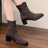 Fashion High Heels Women Weave Ankle Boots 2025 Winter Designer Chunky Shoes New Trends Casual Shoes Snow Chelsea Cozy Boots De Mujer