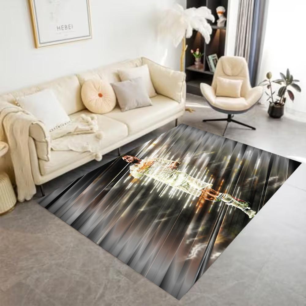 Dynamic Soccer Player Action Floor Rug Office Rug Perfect for Kitchen Decorate room Balcony Foyer Anti-slip Rug Anime Office Decor Gift for Festivals