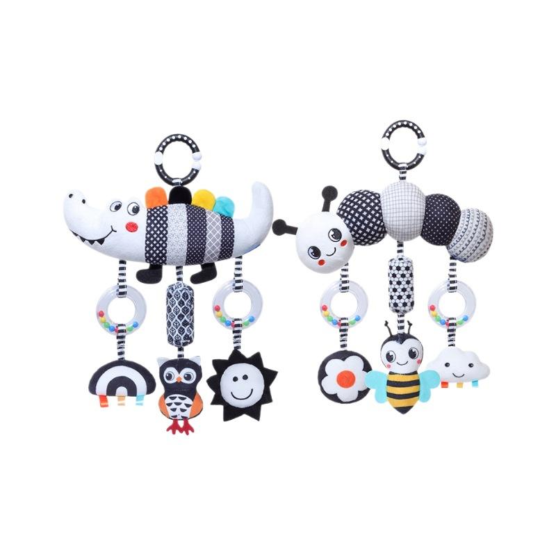 0-3 Years Old Baby Carriage Hanging Black and White Animal Wind Chimes Baby Carriage Hanging Plush Toys