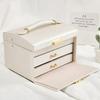 Leather Jewelry Storage Box - Organizer for Rings, Earrings, Necklaces, Makeup & Watch