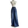 New Large Size Denim Wide-leg Pants for Women with High Waist Pocket Straight Loose Casual Pants