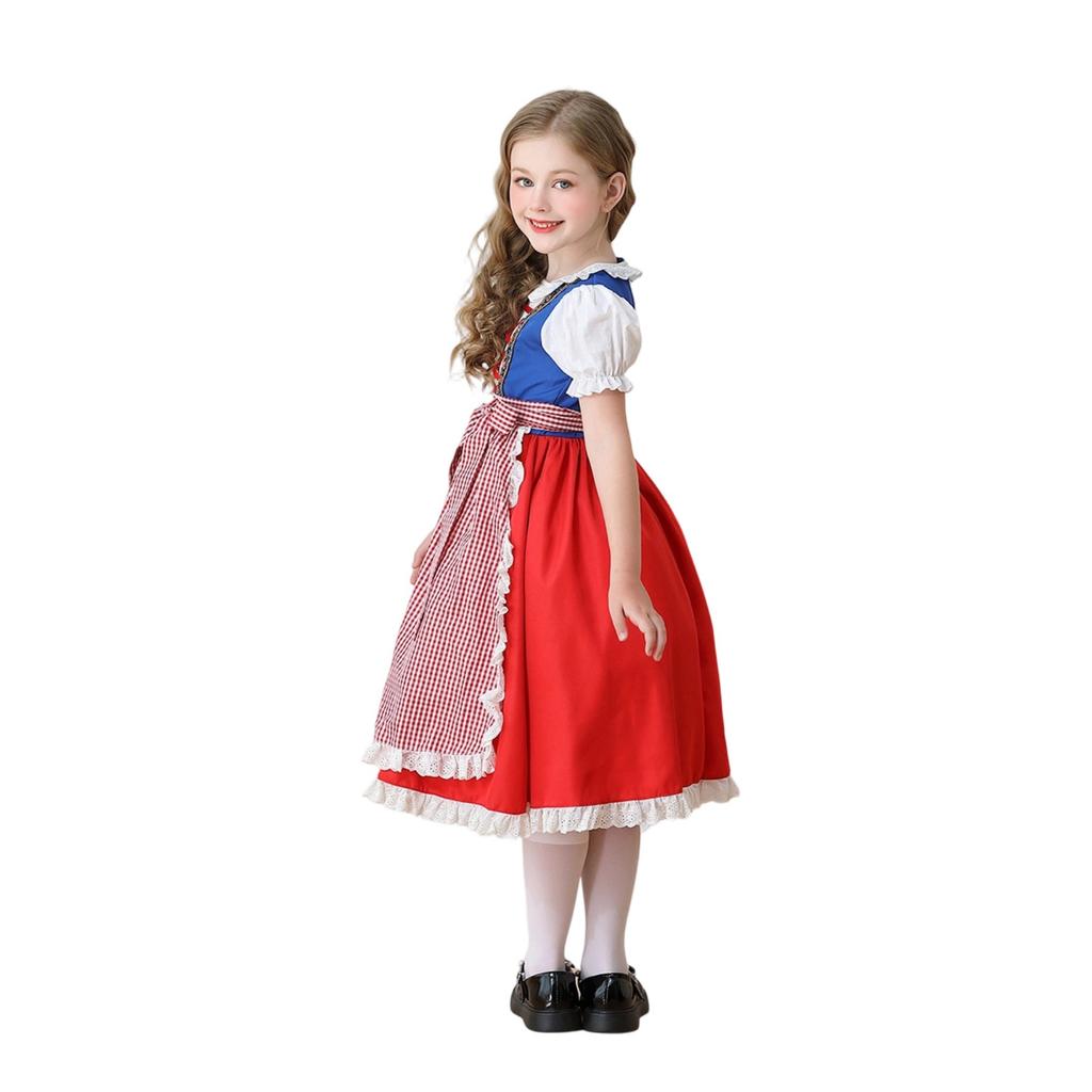 Traditionelles Mädchenkostüm mit Spitzenbesetztem Kleid für Festivals und Mottopartys Cosplay Outfit