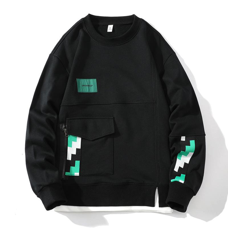 

Новые осенние и зимние мужские корейские свободные большие размеры модные и стильные толстовки с длинными рукавами модные универсальные топы для пар с круглым вырезом L