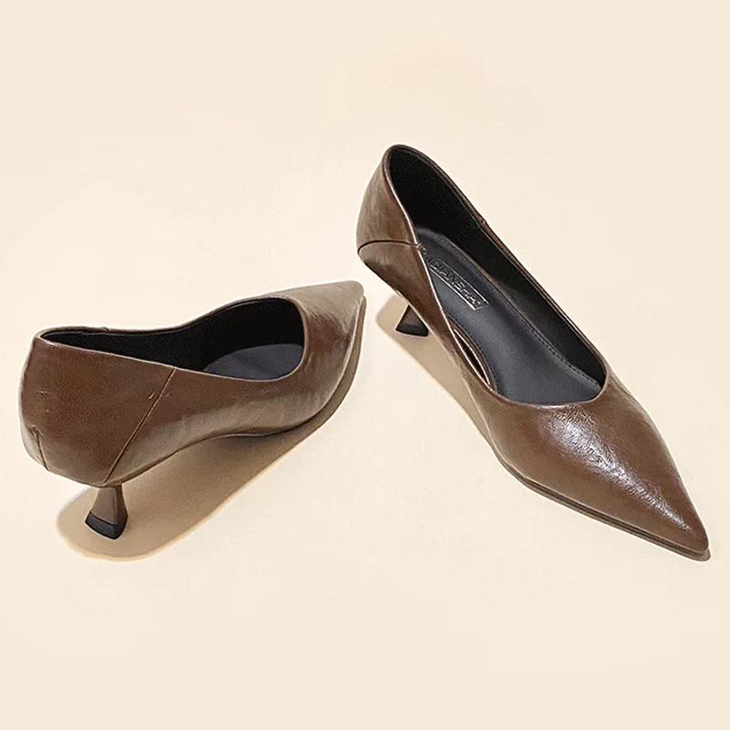 Kitten Heel Bequeme Arbeitsschuhe Damen Neue Damen Spitz zulaufende Zehenpartie Stilettoabsatz Hoher Absatz Einzelne Schuhe Ohne Müdigkeit