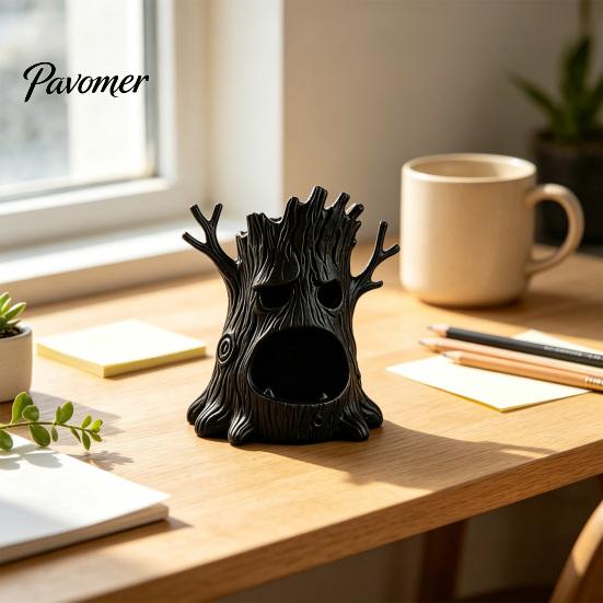 Rustic Living Room Decor 3D Printed Spooky Tree Candle Holder, Creepy Stump Figurine Holder for Halloween Decoration, Desktop Storage Ornament