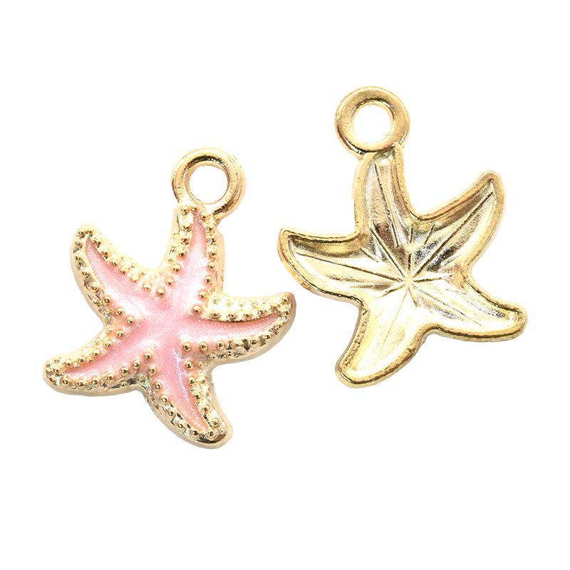 Multicolor Starfish & Seashell Conch Pendant — Marine Life DIY Alloy Jewelry Accessory