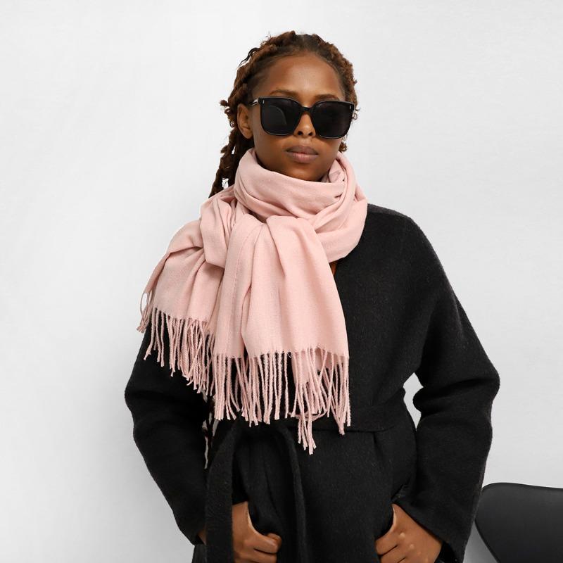 Solid color imitation cashmere scarf Ankara red shawl knitted warm scarf long shawl