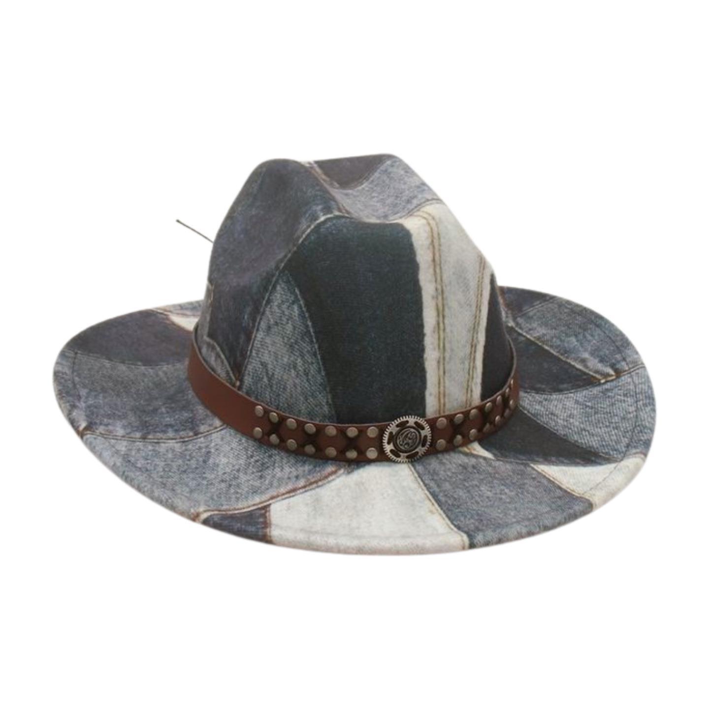 

Fashion Design Sense, Color Matching, Old Jazz Hat, Retro Western Cowboy Top Hat, Stage Catwalk Concave Stage Hat [one word top] one size fits all