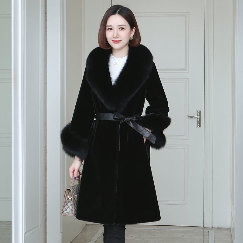 Winter Imitation Fox Fur Collar Fur Coat for Mothers Light Luxury Style High-end Temperament Warm Furry Coat