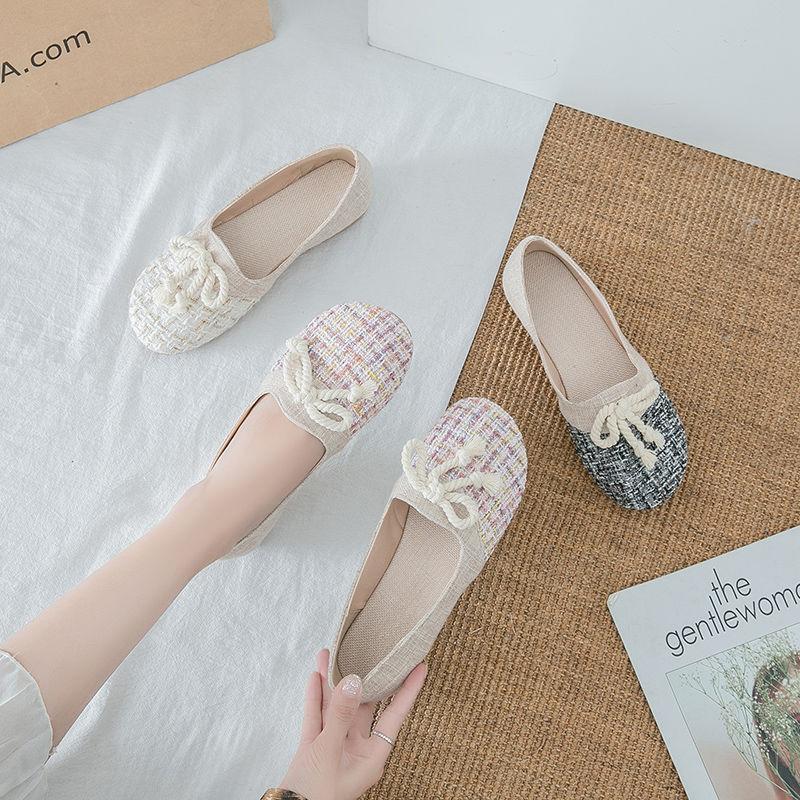 Fashion Linen Shallow Ladies Footwear Casual Spring Autumn Original New Arrival 2025 Walking Korean High Quality In Women's Flat Shoes